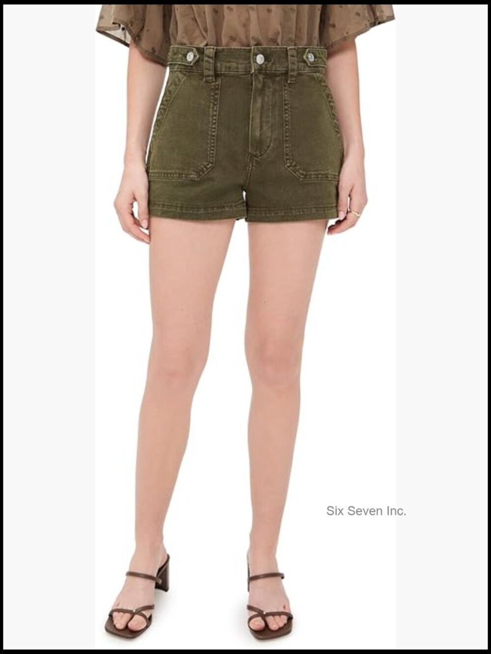 Mid-weight Stretch Denim Shorts with Adjustable Button Tabs